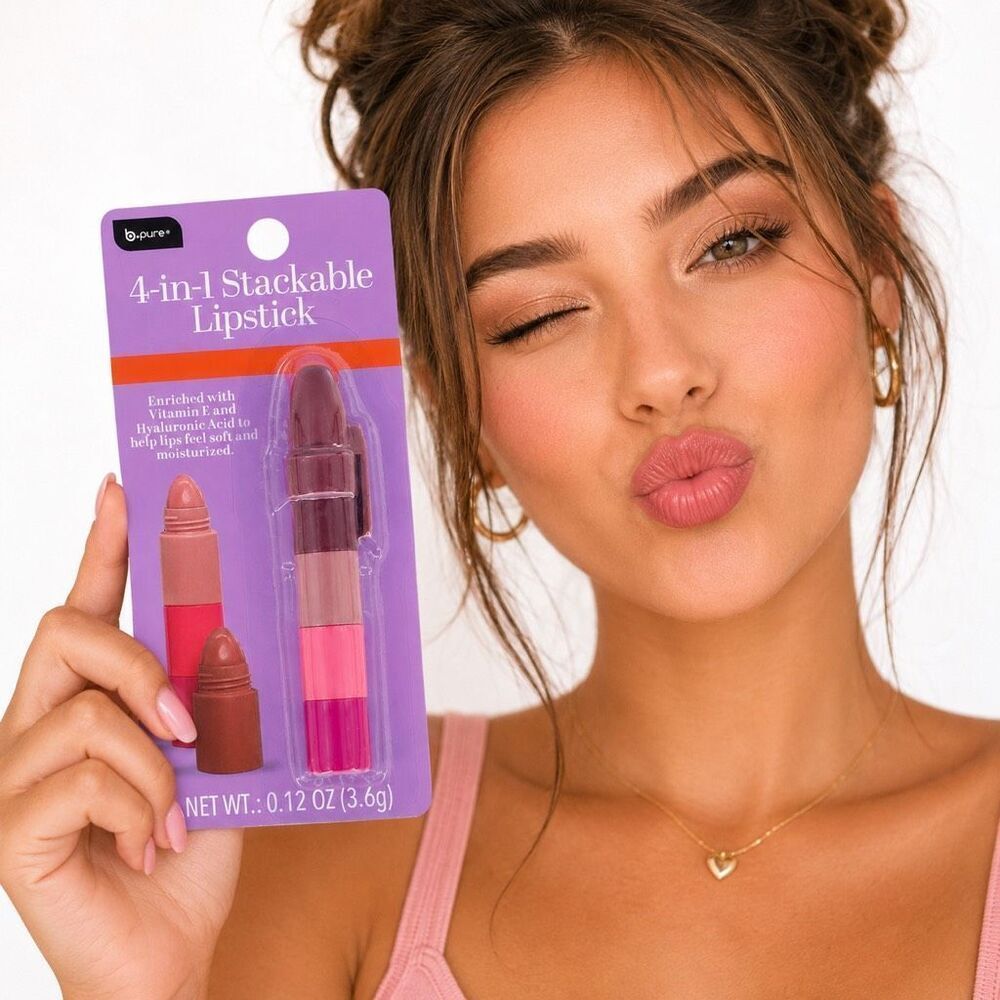 B Pure 4 In 1 Stackable Lipstick Vitamin E Hyaluronic Acid Moisturizing NWT